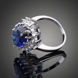 Top Quality Fashion Women Luxurious Elegent Blue Crystal Wedding Ring