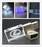 Hot Sell Customized Laser Engraved 3D Logo USB Flash Pen Drive Crystal USB Stick