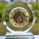 Round Crystal Glass Table Clock for Gift