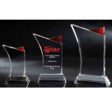Unique Design Crystal Trophy Award with Red Sharp