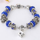 Colorful Crystal European Beads Bracelet with Red Murano Glass Beads Charms Bracelet