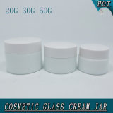 Luxury Cylinder Milk White Opal Glass Cosmetic Cream Jar