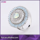 Multicolor Egg Shaped Main Stone Luxury Style Silver Rings