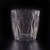 V Shaped Glass Candle Container with Embossed Pattern