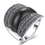 Statement Fashion White Gold Metal Black Stone Ring Designs