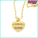 Fashion Wholesale Engrave Letter Gold Heart Pendant Necklace