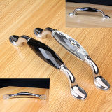 96mm Pitch Black Crystal Glass Cupboard Pull Handle