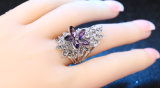 Purple Glass Silver Plated Wedding Finger Ring