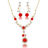 Red Flower Necklace Alloy Costume Fashion Imitation Jewelry