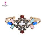 New Elegant Retro Colorful Inlaid Diamond and Gemstone Alloy Women's Open Bracelet