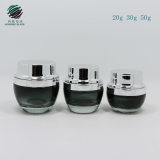 50g 30g 20g Gradient Black Color Glass Cosmetic Cream Jar with Silver Cap