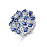 Double Colors 925 Silver Ring with Cubic Zircon