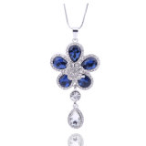 Multilayer Flower Sweater Chain Crystal Pendant Tassel Necklace