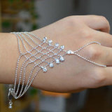 Bracelet Hand Chain Finger Girls Silver Plated Crystal Bride Jewelry