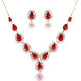Women 18K Gold Plated Lovers Gifts Jewelry Set with Ruby