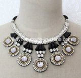 Lady Fashion Jewelry Grey Round Glass Crystal Collar Necklace (JE0194)