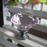 30mm Little Pink Crystal Glass Knobs in Chrome