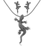 Rock Animal Design Rhodium Jewelry Set with Earring and Necklace