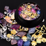 New Arrive Accessoire 5 Boxes Nail Design Mix Golden Shells Gemstone Circles and Crystal Rhinestones for Nails Decorations (ND08)
