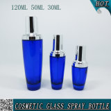120ml 50ml 30ml Blue Empty Glass Cosmetic Bottle Series with Pump