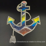 Yellow Decorative Ship's Anchor Design Hotfix Rhinestone Iron on Patches for Garment (TP-ship's anchor)