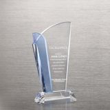 Fashion Straight Edge Light Blue Accent Crystal Trophy