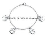 CZ Dangling Paw Print Animal Charm Bracelet