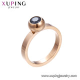 15101 Xuping Elegant Ladies Jewelry Black Zircon Bezel Set Rose Gold Finger Ring