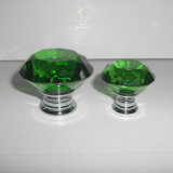 40mm and 30mm Green Diamond Crystal Glass Dresser Knobs Handles
