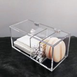 New Handcrafted Clear Acrylic Cotton Pad Holder Cotton Bud Makeup Sponge Storage Box