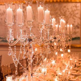 Wedding Centerpeice Acrylic Crystal Beaded Flower Stand with Candleholder for Table Decoration