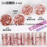 Seven Rosy Pink Set Hexagon Sheet Nail Art Laser Color Light Decorations Paillette Glitter (EG07)