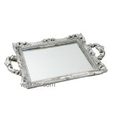 Resin New Product Square Mirror Tray with Handles