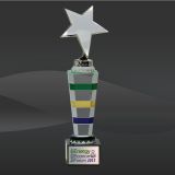 Colorful Crystal Star Award Trophy with Black Crystal Base