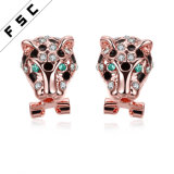 Fashion Rose Gold Plated Crystal Tiger Stud Earrings