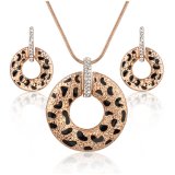 Rose Gold Plated Earring and Necklace Jewelry Set Rhinestone Jewelry