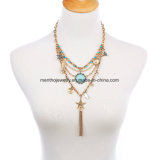 Fashion Elegant Multi-Layer Chain Necklace Chain Tassel and Star Pendant for Women