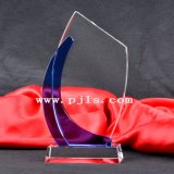 Glass Crystal Trophy Award with Blue Shield