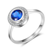 New Fashion Jewelry Blue Stone Crystal CZ White Gold Ring