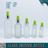 Fancy Cosmetics Frosted Glass Dropper Bottle with Colorful Rubber