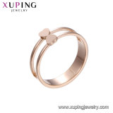 15123 Xuping Elegant Ladies Jewelry Two Heart Shaped Double Layer Rose Gold Finger Ring