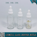 50ml 30ml 20ml Cosmetic Clear Glass Dropper Bottle with Plastic Child Proof Cap