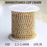 Gold Claw Strass Cup Chain Rhinestones Crystal Claw Chain (RC ss8 crystal)