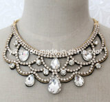 Lady Fashion Waterdrop Glass Crystal Collar Necklace Jewelry (JE0195)