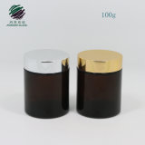 100ml Wide Mouth Amber Cosmetic Glass Jar with Screw Caps