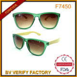 Popular Shape Bamboo Arms Sun Glasses with Clear Crystal Frame