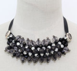 Grey Crystal Fashion Charm Chunky Choker Collar Necklace (JE0158)