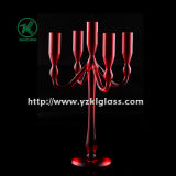 Red Glass Candle Holder for Home Decoration by BV