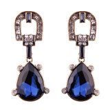 Wholesales Retro Water Crystal Gemstone Earrings Luxury D Shaped Stud Earrings