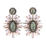 New Fashion Retro Pattern Gem Crystal Rivet Female Earrings Jewelry
